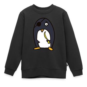 Pirat - lustiger Pinguin - Kinder Premium Organic Sweatshirt - Schwarz - Vorne - AI Model Kid Female (0cm)