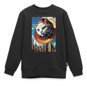 Gigantische Katze II - Kinder Premium Organic Sweatshirt - Schwarz - Vorne - AI Model Kid Female (0cm)