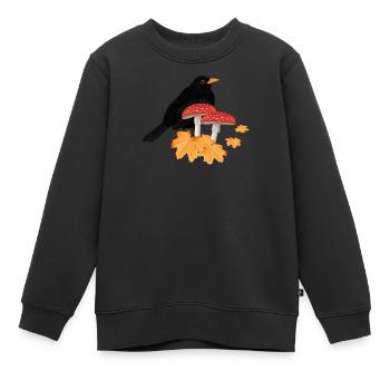 Amsel Herbst Vogel Vogelbeobachter Halloween - Kinder Premium Organic Sweatshirt - Schwarz - Vorne - AI Model Kid Female (0cm)