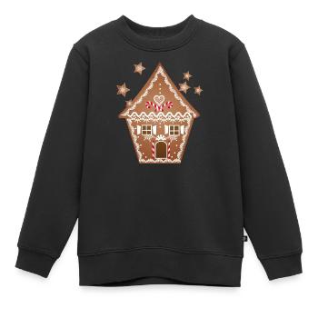 uriges Lebkuchen Haus mit Lebkuchen Sterne - Kinder Premium Organic Sweatshirt - Schwarz - Vorne - AI Model Kid Female (0cm)