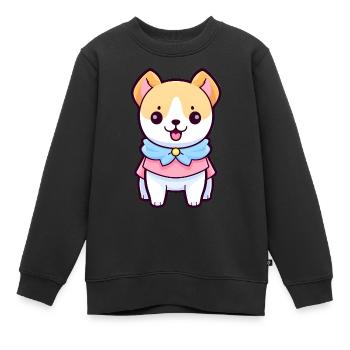 Cartoon Hund - Kleines Hündchen im Cartoon Look V3 - Kinder Premium Organic Sweatshirt - Schwarz - Vorne - AI Model Kid Female (0cm)