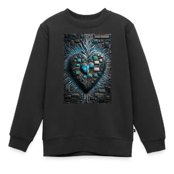 Le cœur du processeur de la Saint-Valentin d’un informaticien - Sweat Premium enfant bio - noir - Devant - AI Model Kid Female (0cm)