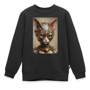 Cyber Punk Chat Sphinx - Sweat Premium enfant bio - noir - Devant - AI Model Kid Female (0cm)