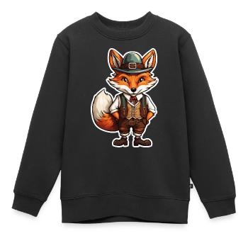 Lederhose / Tier / Tracht / Tradition / Fuchs - Kinder Premium Organic Sweatshirt - Schwarz - Vorne - AI Model Kid Female (0cm)