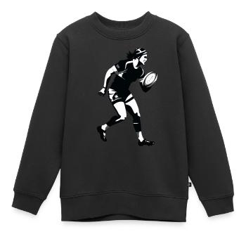 Marc, der Rugbyspieler - Kinder Premium Organic Sweatshirt - Schwarz - Vorne - AI Model Kid Female (0cm)
