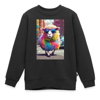 Moutons dans la ville - Sweat Premium enfant bio - noir - Devant - AI Model Kid Female (0cm)