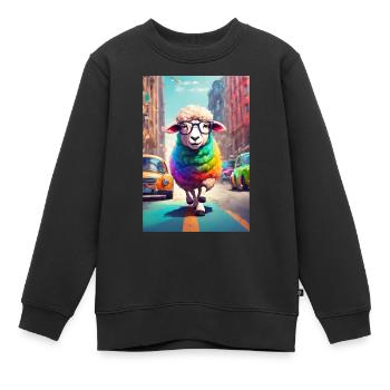 Buntes Stadtschaf - Kinder Premium Organic Sweatshirt - Schwarz - Vorne - AI Model Kid Female (0cm)