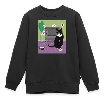 Katze Königin der Herzen. - Kinder Premium Organic Sweatshirt - Schwarz - Vorne - AI Model Kid Female (0cm)
