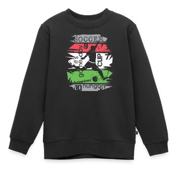 Fußball Ungarn Turnier Collage Torschuss Symbol - Kinder Premium Organic Sweatshirt - Schwarz - Vorne - AI Model Kid Female (0cm)