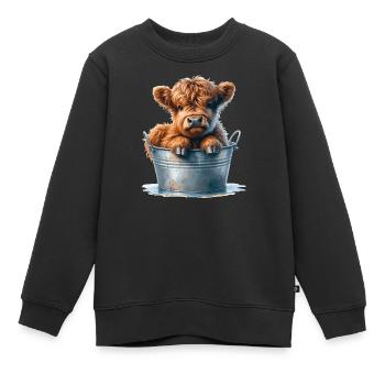 Highland Calf Cuteness - Baby Hochlandrind - Kinder Premium Organic Sweatshirt - Schwarz - Vorne - AI Model Kid Female (0cm)