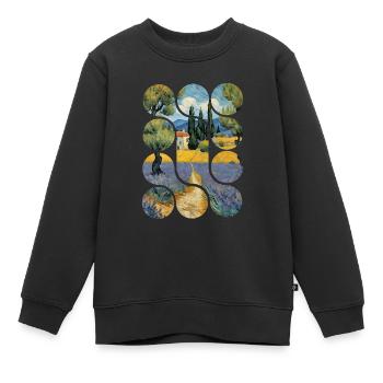 Conception de paysage artistique vintage - Sweat Premium enfant bio - noir - Devant - AI Model Kid Female (0cm)