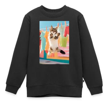 Nettoyant pour chat - Sweat Premium enfant bio - noir - Devant - AI Model Kid Female (0cm)