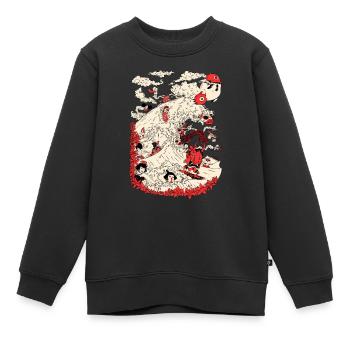 Kanagawa Surfen - Kinder Premium Organic Sweatshirt - Schwarz - Vorne - AI Model Kid Female (0cm)