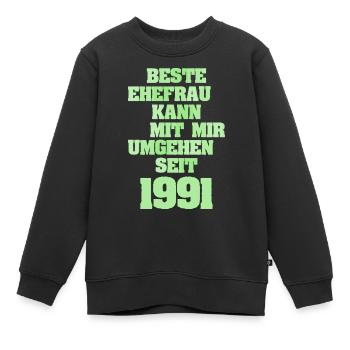 Mariage 1991 - Sweat Premium enfant bio - noir - Devant - AI Model Kid Female (0cm)