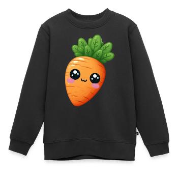Kawaii Karotte - Kinder Premium Organic Sweatshirt - Schwarz - Vorne - AI Model Kid Female (0cm)