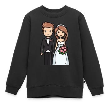 Mariée, Marié, Jeunes mariés, Mariage - Sweat Premium enfant bio - noir - Devant - AI Model Kid Female (0cm)