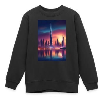 Sonnenuntergang in Dubai - Kinder Premium Organic Sweatshirt - Schwarz - Vorne - AI Model Kid Female (0cm)