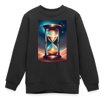 Un sablier sur le sable du désert - Sweat Premium enfant bio - noir - Devant - AI Model Kid Female (0cm)