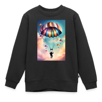 Parachute coloré - Sweat Premium enfant bio - noir - Devant - AI Model Kid Female (0cm)