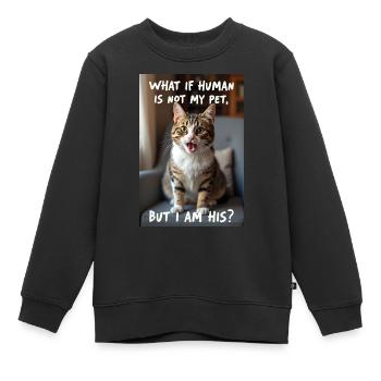 Un chat avec une légende amusante. - Sweat Premium enfant bio - noir - Devant - AI Model Kid Female (0cm)