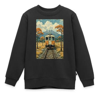 Image de train rétro - Sweat Premium enfant bio - noir - Devant - AI Model Kid Female (0cm)