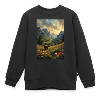 Bild Landschaft mit einem Bären. - Kinder Premium Organic Sweatshirt - Schwarz - Vorne - AI Model Kid Female (0cm)