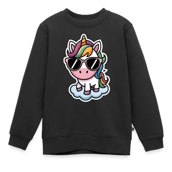Unicorn Sticker Style - Kinder Premium Organic Sweatshirt - Schwarz - Vorne - AI Model Kid Female (0cm)