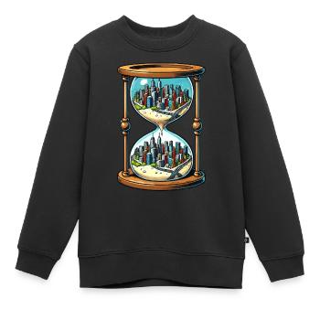 La ville du sablier - Sweat Premium enfant bio - noir - Devant - AI Model Kid Female (0cm)