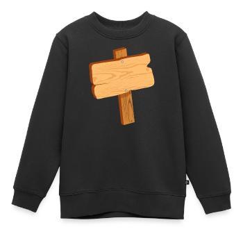 Panneau rustique en aspect bois sans texte - Sweat Premium enfant bio - noir - Devant - AI Model Kid Female (0cm)