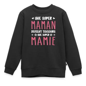 Aus einer Super Mom wird immer eine Super Granny - Kinder Premium Organic Sweatshirt - Schwarz - Vorne - AI Model Kid Female (0cm)