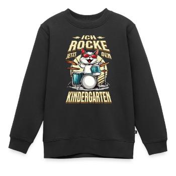 Kindergarten Kita Katze Schlagzeug Rock Musik - Kinder Premium Organic Sweatshirt - Schwarz - Vorne - AI Model Kid Female (0cm)