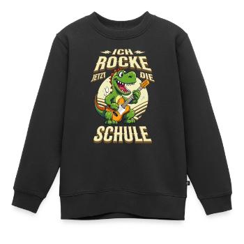 School Child School Enrollment Dino Guitar Rock Music - Kids Premium Organic Sweatshirt - black - Front - AI Model Kid Female (0cm)