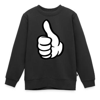 pouce main comme - Sweat Premium enfant bio - noir - Devant - AI Model Kid Female (0cm)