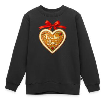 Bayern Tracht lustig Fescher Bua Lebkuchenherz  - Kinder Premium Organic Sweatshirt - Schwarz - Vorne - AI Model Kid Female (0cm)