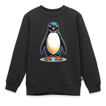 Cooler Pinguin – Süß, frech und sympathisch - Kinder Premium Organic Sweatshirt - Schwarz - Vorne - AI Model Kid Female (0cm)