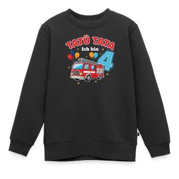Junge Feuerwehr Geburtstag 4 Jahre - Kinder Premium Organic Sweatshirt - Schwarz - Vorne - AI Model Kid Female (0cm)
