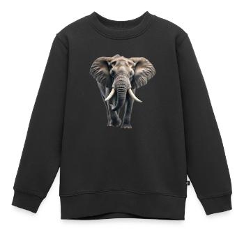 Éléphant d’afrique - Sweat Premium enfant bio - noir - Devant - AI Model Kid Female (0cm)
