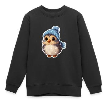 Winter Vögelchen - Kinder Premium Organic Sweatshirt - Schwarz - Vorne - AI Model Kid Female (0cm)