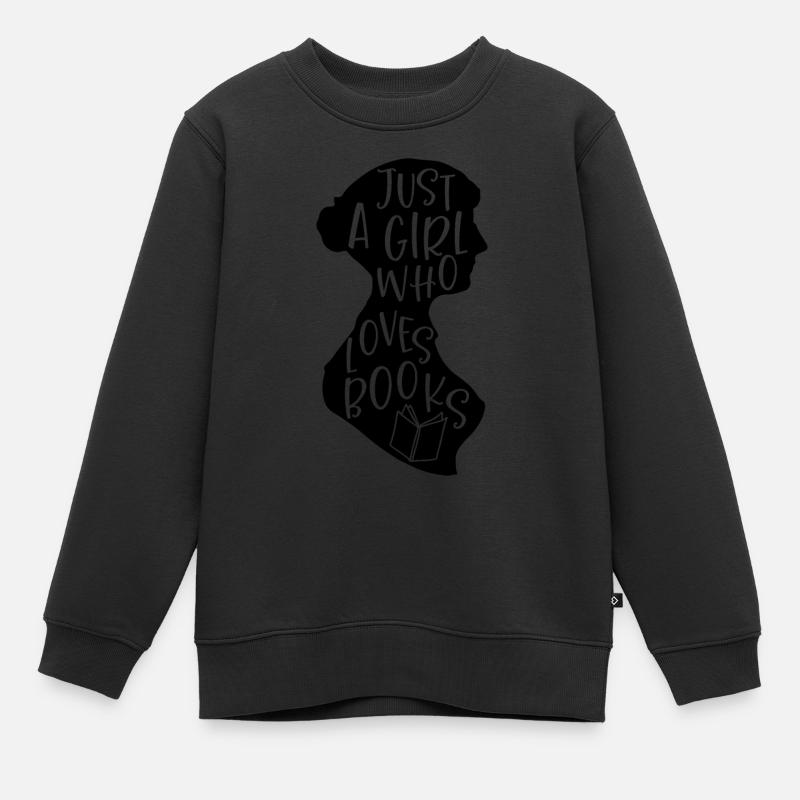 Nur ein Mädchen, das Bücher liebt - Kinder Premium Organic Sweatshirt - Schwarz