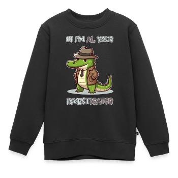 Hi, I'm Al your Investigator - Kinder Premium Organic Sweatshirt - Schwarz - Vorne - AI Model Kid Female (0cm)
