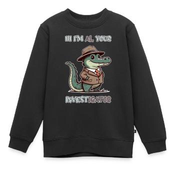 Hi, I'm Al your Investigator - Kinder Premium Organic Sweatshirt - Schwarz - Vorne - AI Model Kid Female (0cm)