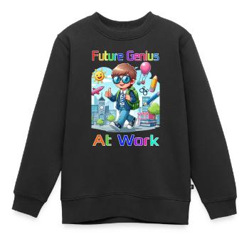 Le futur génie à l’œuvre - Sweat Premium enfant bio - noir - Devant - AI Model Kid Female (0cm)