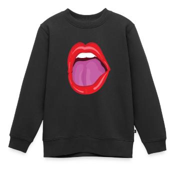 Offener Mund - Kinder Premium Organic Sweatshirt - Schwarz - Vorne - AI Model Kid Female (0cm)