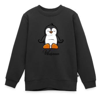 Auszeit Durchatmen Wusaaa Pinguin - Kinder Premium Organic Sweatshirt - Schwarz - Vorne - AI Model Kid Female (0cm)