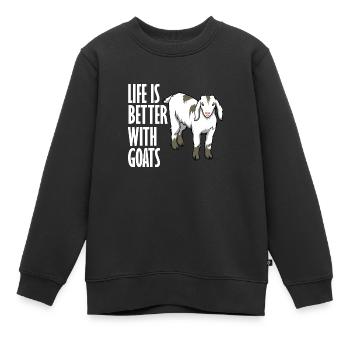 La vie avec les chèvres Un animal de ferme - Sweat Premium enfant bio - noir - Devant - AI Model Kid Female (0cm)