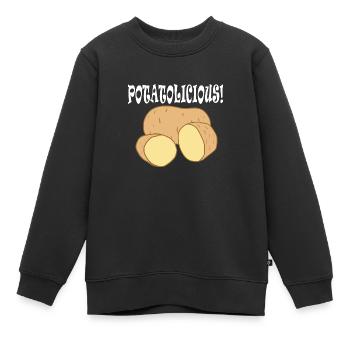 Alimentation saine Potatolicious Hobby Chef - Sweat Premium enfant bio - noir - Devant - AI Model Kid Female (0cm)