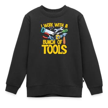 Pile d’outils - Sweat Premium enfant bio - noir - Devant - AI Model Kid Female (0cm)