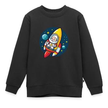Père Noël Fusée Père Noël Noël - Sweat Premium enfant bio - noir - Devant - AI Model Kid Female (0cm)