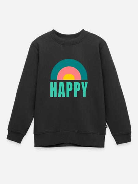 HAPPY. HAPPINESS. FREEDOM. POSITIVE. POSITIF - Sweat Premium enfant bio - noir