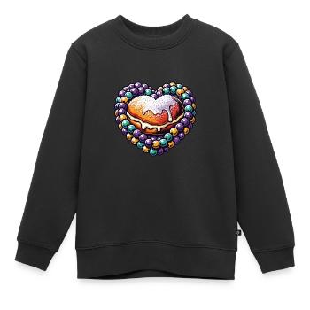 Herz aus Zuckerperlen mit Gebäck - Kinder Premium Organic Sweatshirt - Schwarz - Vorne - AI Model Kid Female (0cm)